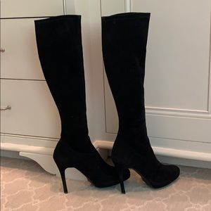 Sexy suede stretch platform boots